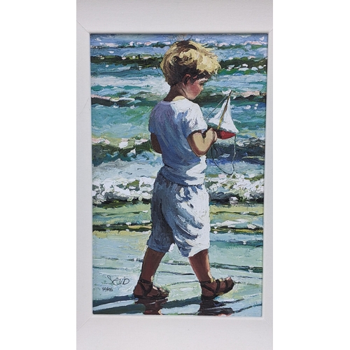 231 - Sherree Valentine Daines - a limited edition hand embellished canvas entitled The Red Toy Boat, numb... 