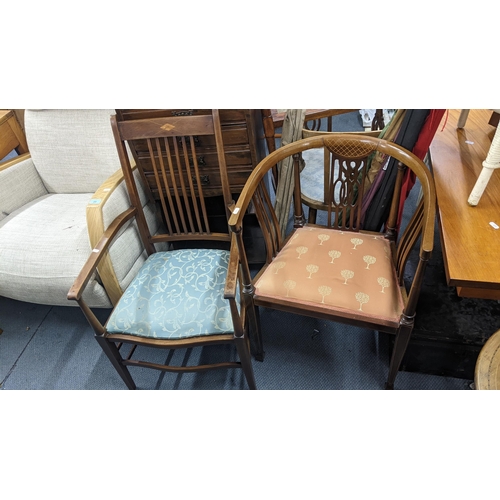 24 - Mixed furniture to include four Edwardian armchairs and a two tier table
Location: A2F
If there is n... 