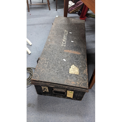 27 - An early 20th century tin, twin handled trunk, 26h x 107w
Location: RWF
If there is no condition rep... 