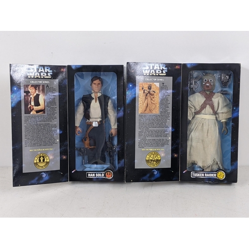 12 - Five collector series Star Wars figurines to include Darth Vader, Obi-Wan Kenobi, Han Solo, Luke Sky... 