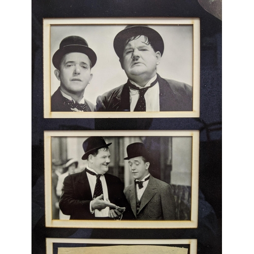 21 - A Laurel & Hardy framed signature cut with two photos and two signatures with a stamp GFA, comes wit... 