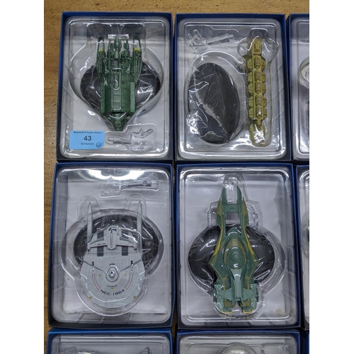 43 - Twelve Star Trek boxed spacecraft models to include Groumall, Klingon Rebel Transport, Xindi - Prima... 