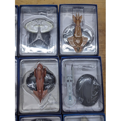 43 - Twelve Star Trek boxed spacecraft models to include Groumall, Klingon Rebel Transport, Xindi - Prima... 