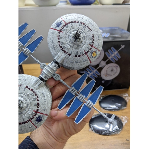 45 - Four Star Trek boxed spacecraft models to include Altamid Swarm Ship, USS Enterprise, USS Enterprise... 