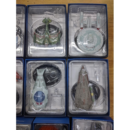 47 - Fourteen Star Trek boxed spacecraft models to include USS Enterprise NCC-1701-C Denobatan Medical Sh... 