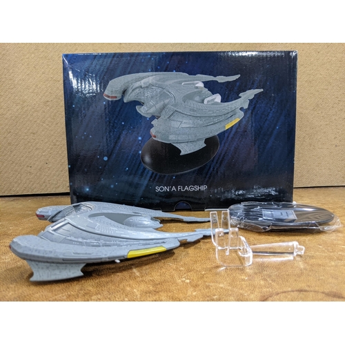 50 - Five Star Trek boxed spacecraft models, to include Sona Flagship, Spock's Jellyfish Ship, SS Engerpr... 