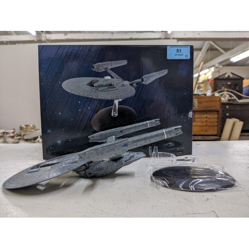 51 - Five Star Trek boxed model spacecrafts to include Sona Battleship USS Vengeance, USS Enterprise (200... 