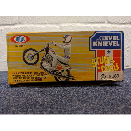 72 - A boxed Evil Knievel Gyro powered motor stunt cycle and rider, with the original instructions
Locati... 