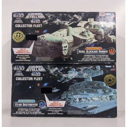 8 - A Star Wars collector fleet electronic Star Destroyer along with a Rebel Blockade Runner both in ori... 