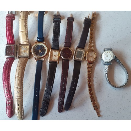 84 - A group of 7 ladies fashion watches to include Pulsar together with a vintage Felea silver tone watc... 