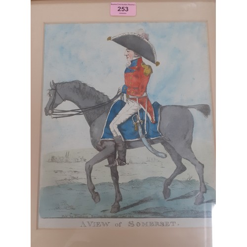 285 - Mixed pictures to include Napoleon and war related prints, an 1811 coloured plate 'A view of Somerse... 