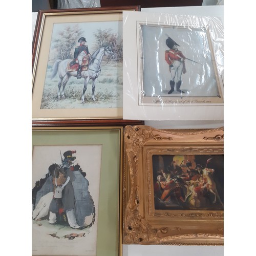 285 - Mixed pictures to include Napoleon and war related prints, an 1811 coloured plate 'A view of Somerse... 