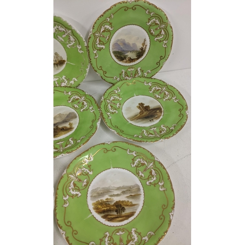 286 - A 19th century Copeland and Garrett part dessert service, painted to the Wells with topographical vi... 