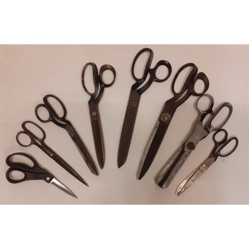 93 - A group of vintage tailor's shears and later mixed scissors to include American pinking shears. Loca... 