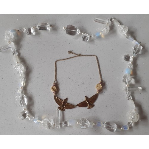 97 - A quantity of costume jewellery to include a vintage white and opaline glass bead chunky necklace (n... 