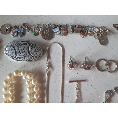 100 - A quantity of vintage costume jewellery to include a simulated pearl necklace, 2 Thea Holly silver p... 