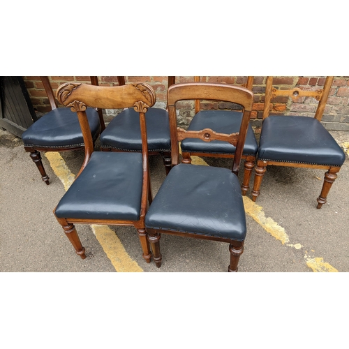 421 - A selection of six 19th century black leather upholstered dining chairs Location: G
If there is no c... 