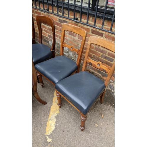 421 - A selection of six 19th century black leather upholstered dining chairs Location: G
If there is no c... 