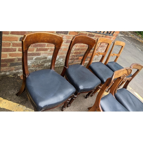 421 - A selection of six 19th century black leather upholstered dining chairs Location: G
If there is no c... 