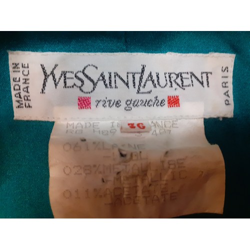 55 - Yves Saint Laurent, French Designer- A Saint Laurent Rive Gauche blue, green, gold and silver lame p... 