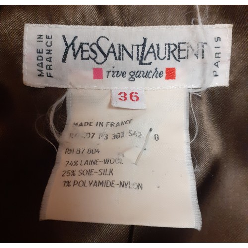 1 - YSL-A Saint Laurent Rive Gauche ladies 2 piece skirt suit in a yellow wool and silk mix tweed with a... 