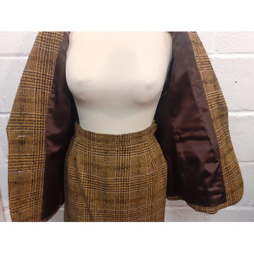 1 - YSL-A Saint Laurent Rive Gauche ladies 2 piece skirt suit in a yellow wool and silk mix tweed with a... 