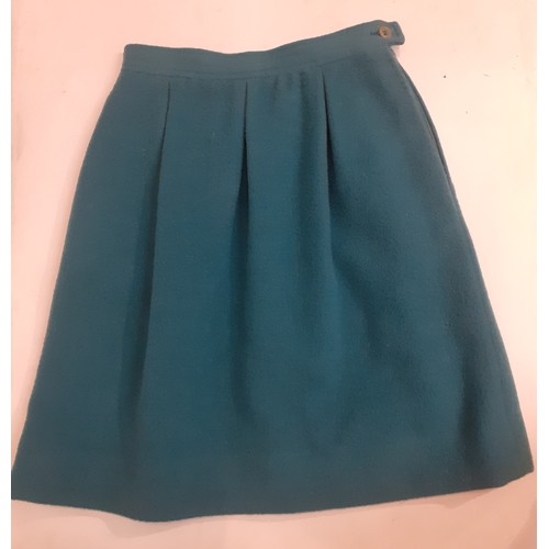 2 - Christian Dior- A Tricots et Cordonnes green teal wool and alpaca mix knee length skirt, European si... 