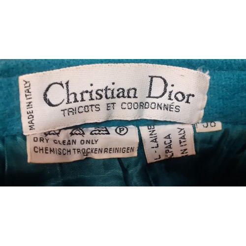 2 - Christian Dior- A Tricots et Cordonnes green teal wool and alpaca mix knee length skirt, European si... 