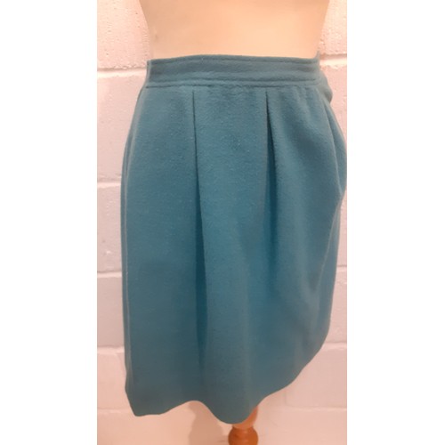 2 - Christian Dior- A Tricots et Cordonnes green teal wool and alpaca mix knee length skirt, European si... 