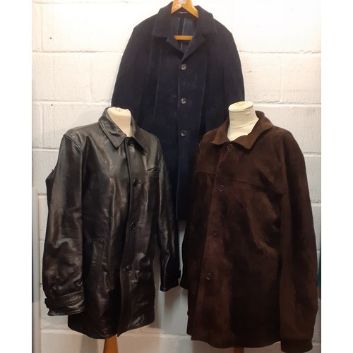 108 - Three late 20th Century gents jackets to include a Gap black leather jacket,  Gap size SP (approx 38... 