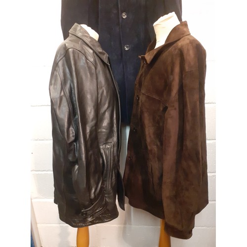 108 - Three late 20th Century gents jackets to include a Gap black leather jacket,  Gap size SP (approx 38... 