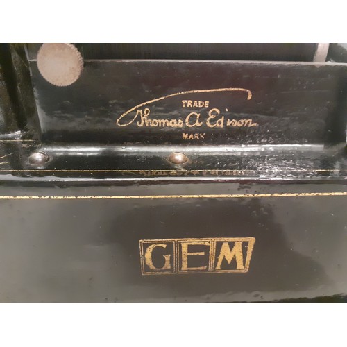 184 - A late 19th/early 20th Century Thomas Edison Gem phonograph in domed oak case, serial no:226144 with... 