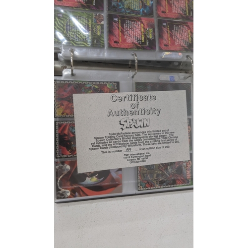 219 - Spawn toys to include three toys and a full album of Spawn collectors cards
Location: 5-4
If there i... 