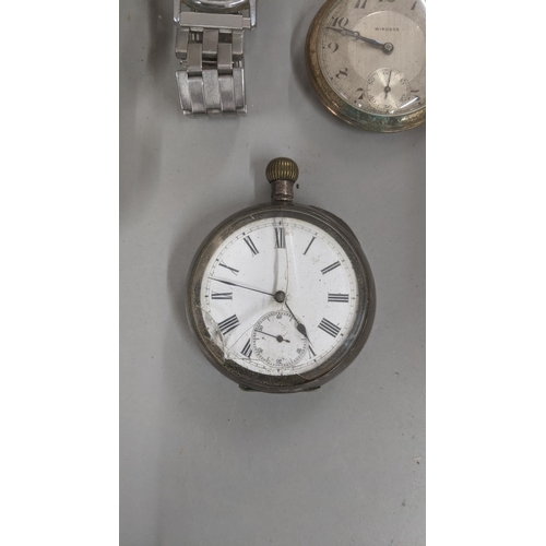 221 - Mixed watches and pocket watches to include an early 20th century silver open faced, keyless pocket ... 