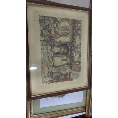 364 - Framed and glazed pictures and prints to include a limited edition view of Reading, together with a ... 