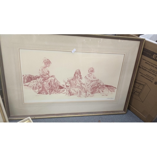 367 - Three framed and glazed Sir William Russel Flint signed prints to include one example depicting a wo... 