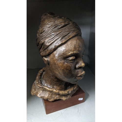 370 - A 20th century African composite bust on a wooden plinth, 45cm h
Location: LWB
If there is no condit... 