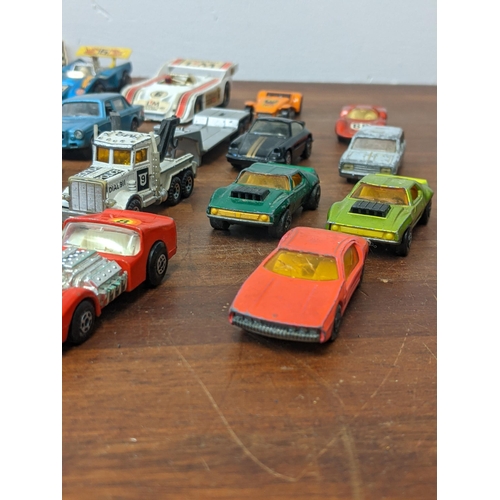 517 - Collection of Corgi and Matchbox cars, vans and lorries to include; Matchbox, Superkings, a Ford 'A'... 