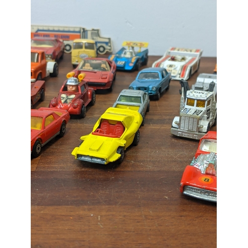 517 - Collection of Corgi and Matchbox cars, vans and lorries to include; Matchbox, Superkings, a Ford 'A'... 