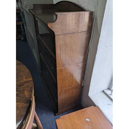 342 - The Lebus Bookcase- An oak three tier barrister's bookcase with a glazed front 120cm h x 80cm w x 36... 