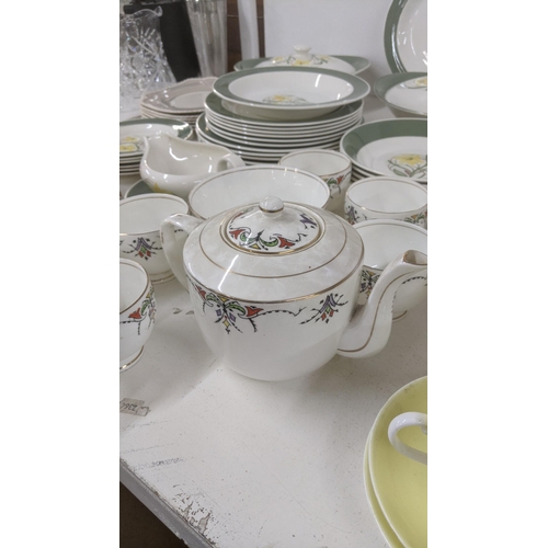 99 - A mixed lot of ceramics to include a Gladstone tea service together with a 19th century entrée dish ... 