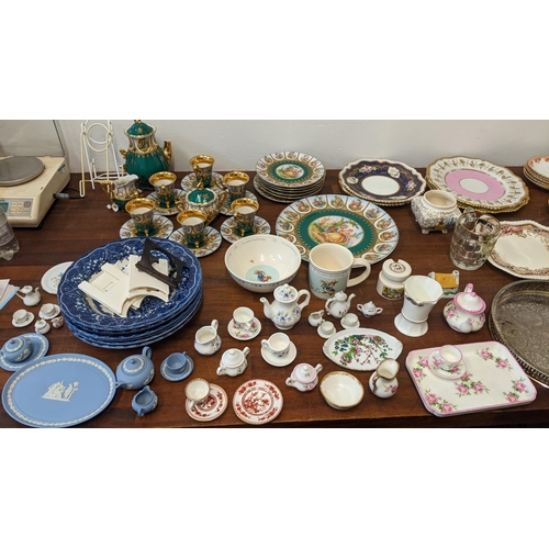 310 - Ceramics to include a 19th century tea set and plates, Wedgwood Jasperware miniature tea set and oth... 