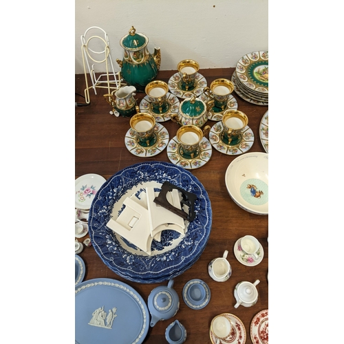 310 - Ceramics to include a 19th century tea set and plates, Wedgwood Jasperware miniature tea set and oth... 