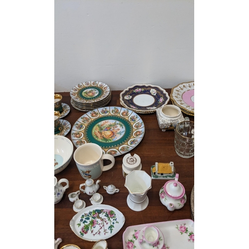 310 - Ceramics to include a 19th century tea set and plates, Wedgwood Jasperware miniature tea set and oth... 