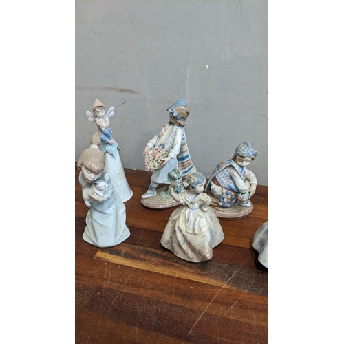 322 - A collection of Lladro figures to include 'Lady with Fan', 'Sleepy Kitten', 'Valencian Boy' and othe... 