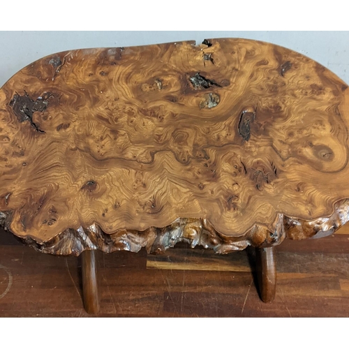 324 - A miniature burr edge elm coffee table, 53.5cm x 38.5cm x 29cm h
Location: A2M
If there is no condit... 