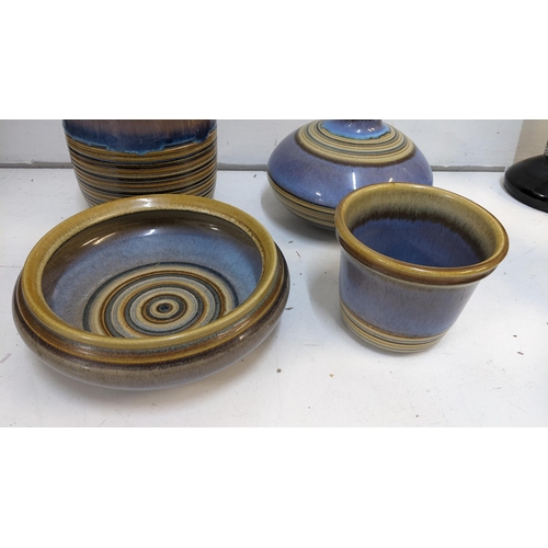 400 - Denby pottery designed by Gill Pemberton comprising two vases and two bowls 
Location: R1.5

If ther... 