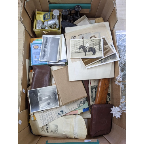 457 - A mixed lot comprising photography accessories and ephemera, vintage postcards and photos, aviation ... 