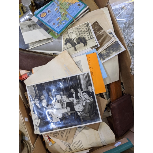 457 - A mixed lot comprising photography accessories and ephemera, vintage postcards and photos, aviation ... 