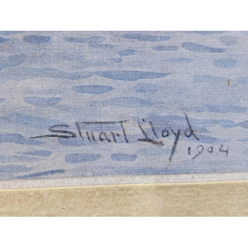 465 - A print depicting a small harbour scene bears a signature and date to the lower right Stuart Lloyd 1... 